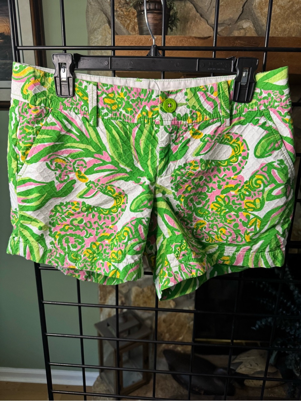 Lilly Pulitzer Green, Pink & Yellow Printed Cotton Shorts